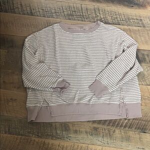 American Eagle Outfitters Waffle Knit Sweatshirt in Pink and Cream